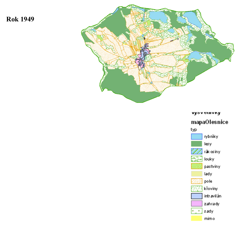 Krajinný pokryv v roce 1949