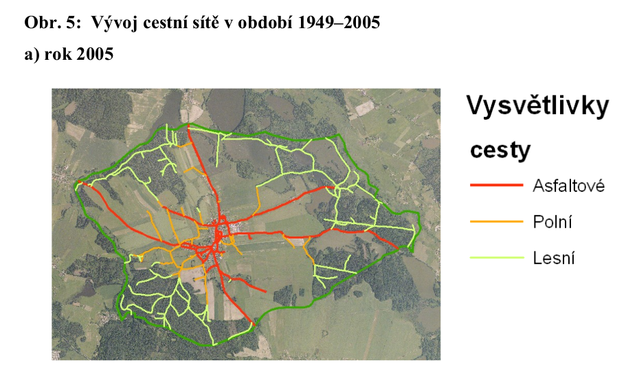 Vývoj cestní sítě v období let 1949 - 2005